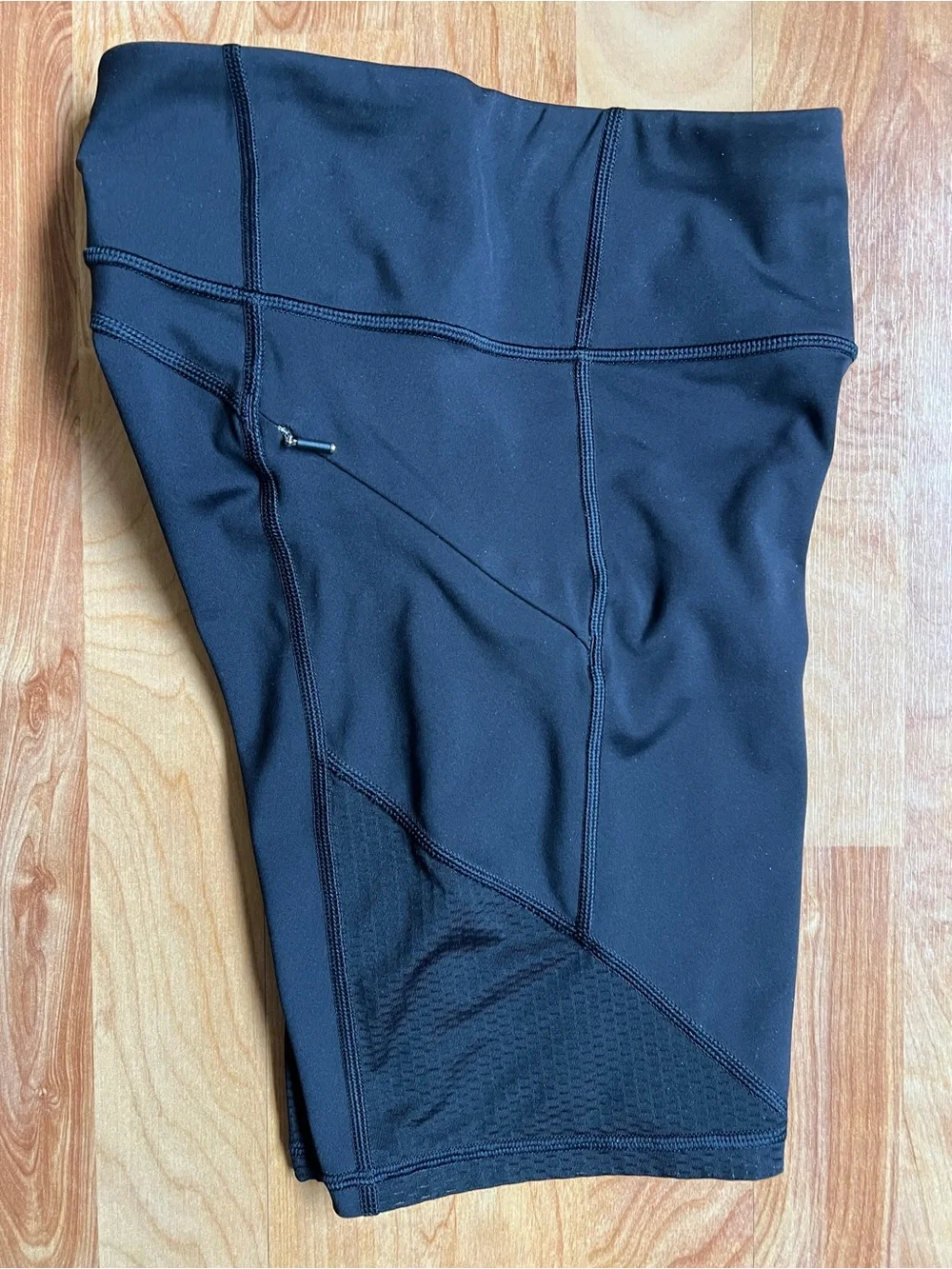Athleta Black High-Rise Bike Shorts with Zip Pockets